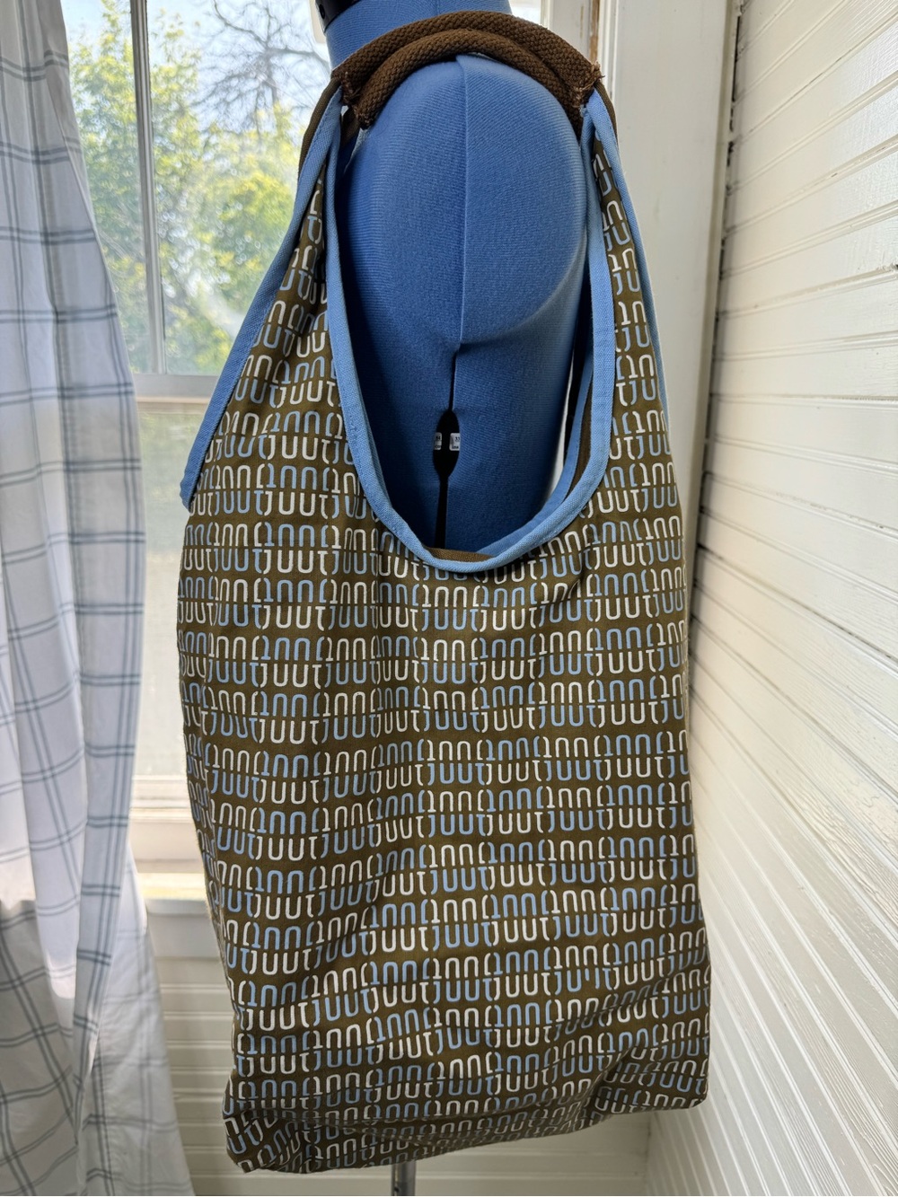 Pretty Green Printed Canvas Tote Bag – Brown, Cream & Blue - Picture 6 of 6